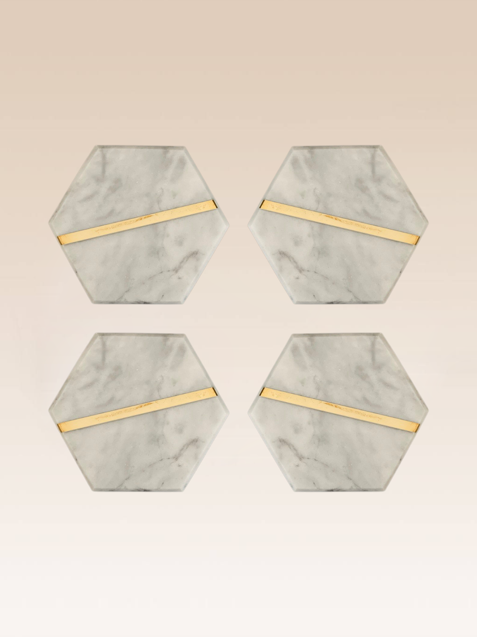 Hexa Oro Marble Coasters