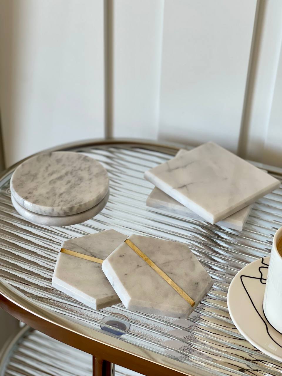 Hexa Oro Marble Coasters